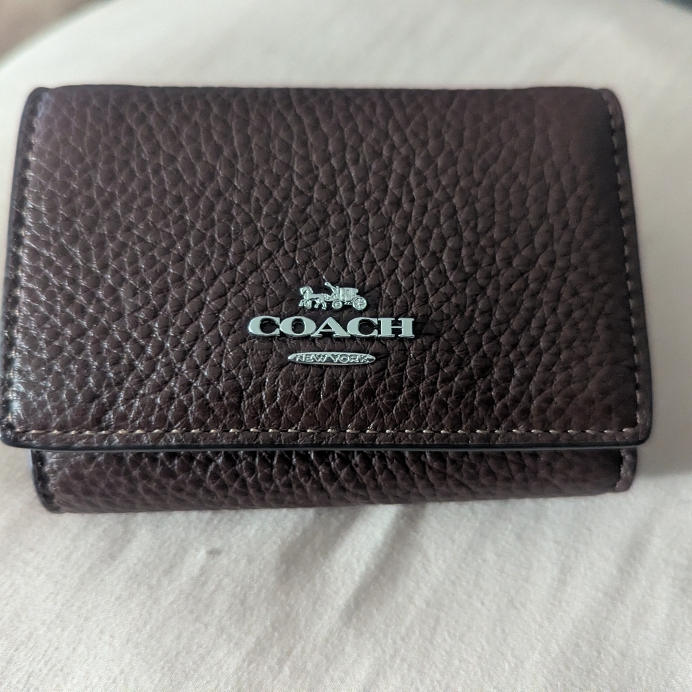 Coach Dark Brown Textured Leather Wallet